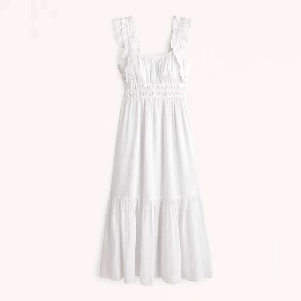 Abercrombie Ruffle Strap Textured Maxi Dress